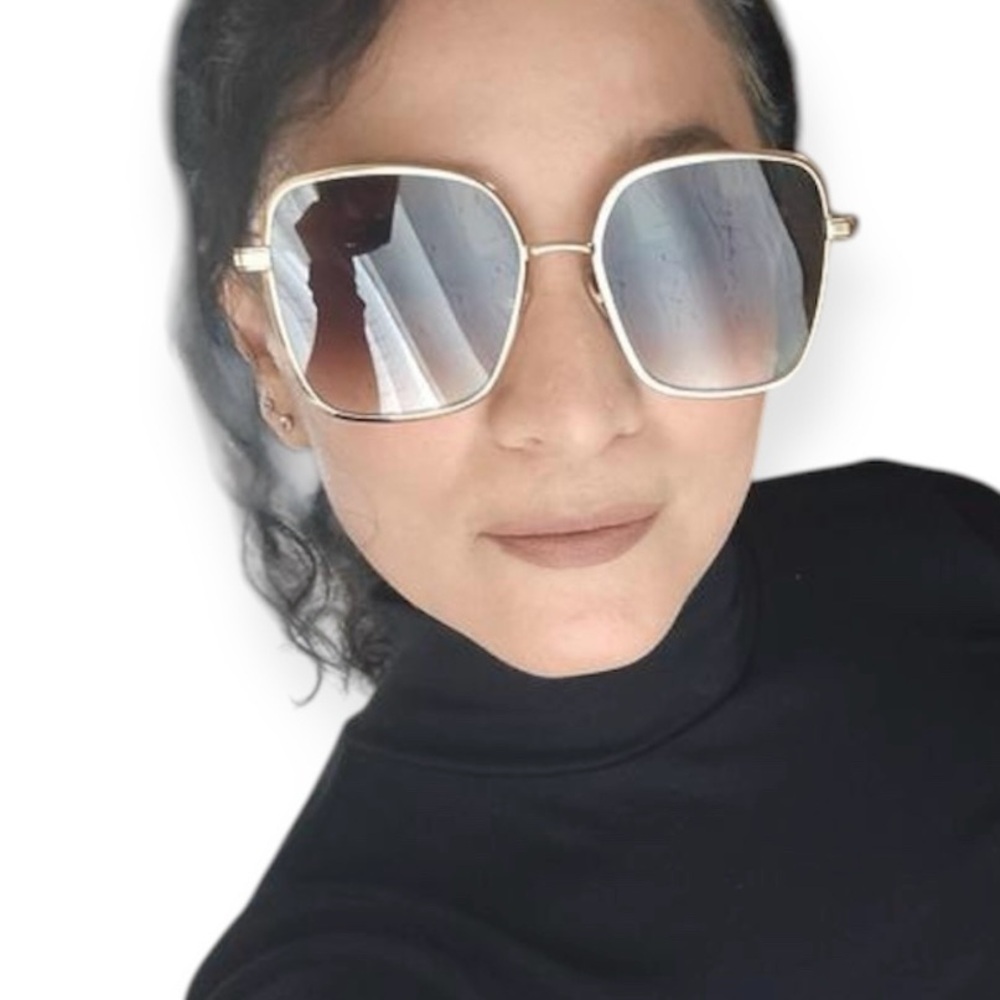 QUAY 5th Ave Sunglasses Gold Square Frame Brown Lens Oversized NWT - Picture 5 of 8